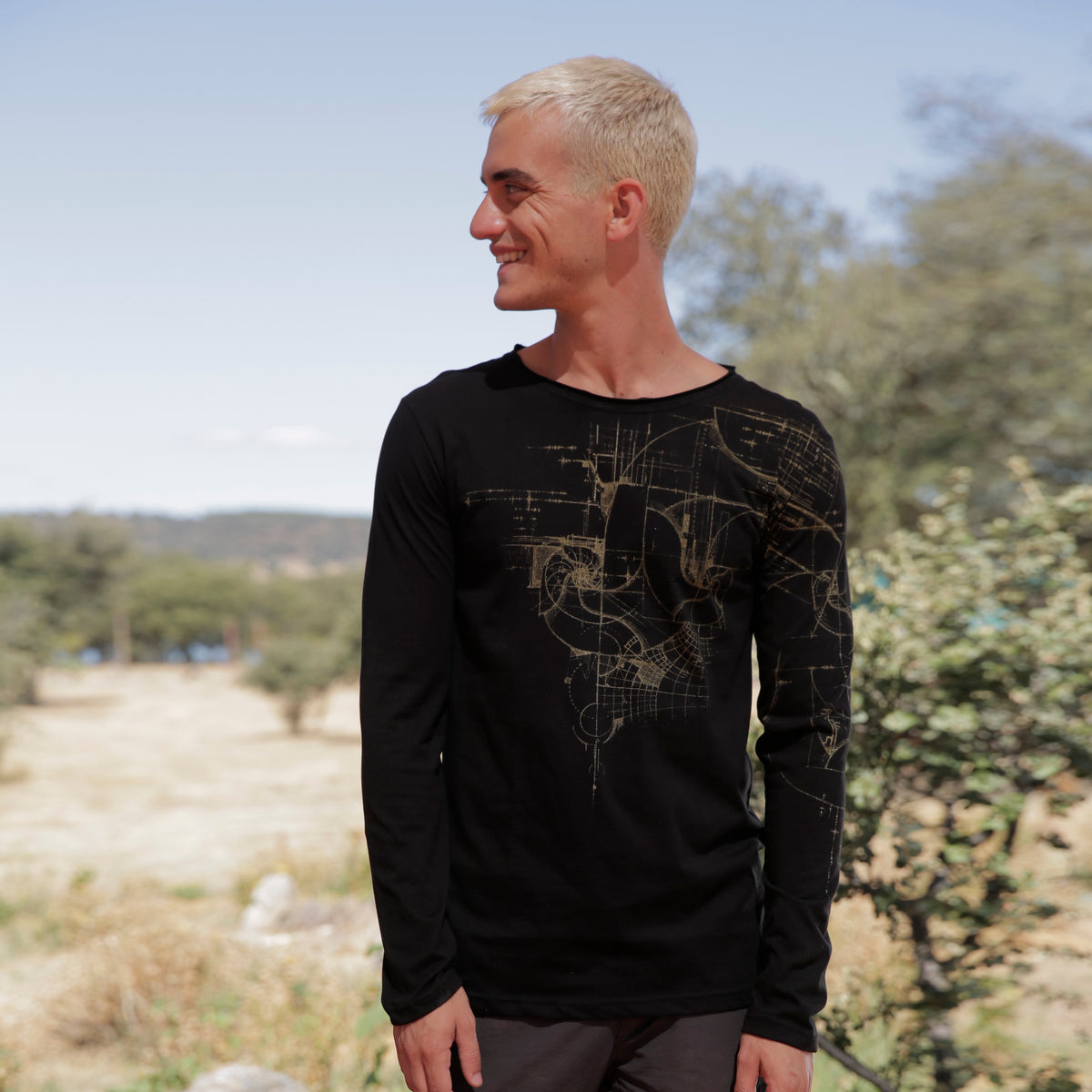 FIBONACCI LONG SHIRT - BLACK