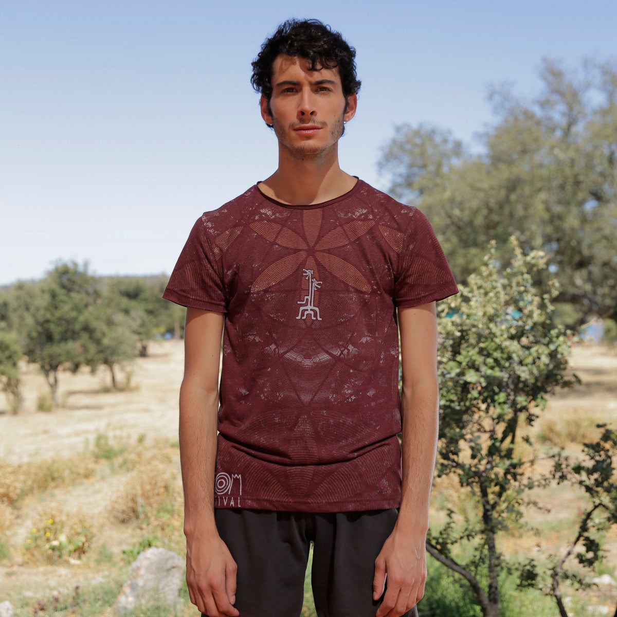 GEO FLOWER T-SHIRT - BORDEAUX